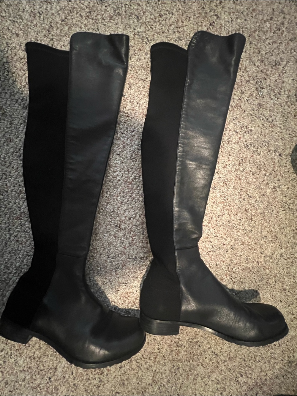 Stuart Weitzman Black Over-the-Knee Stretch Leather Boots